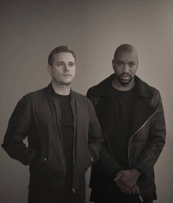 Artful Dodger duo Dave Low and MC Alistair in a studio portrait