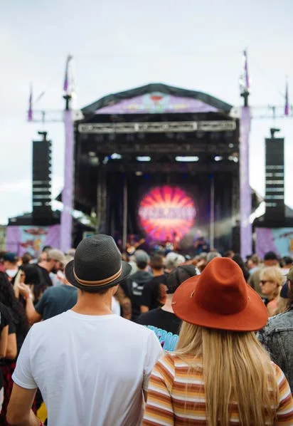 Spring Loaded Festival audience facing the outdoor stage at Royal Randwick